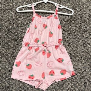 Pink Strawberry Print Kids Romper 12-18 month